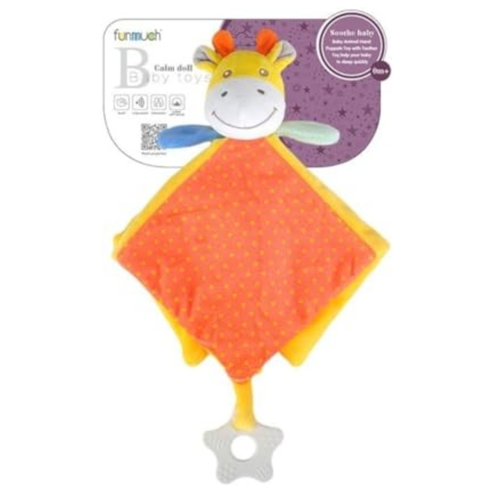 Funmuch - Plush Giraffe Soothe Towel With Teether