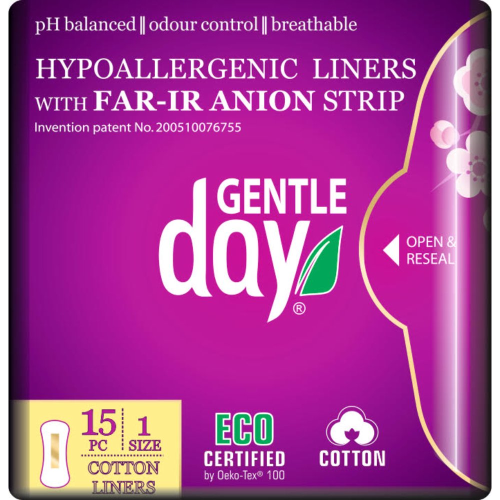 Gentle Day - 100% Organic Cotton Daily Panty Liners - Size 1 - 15 Pcs