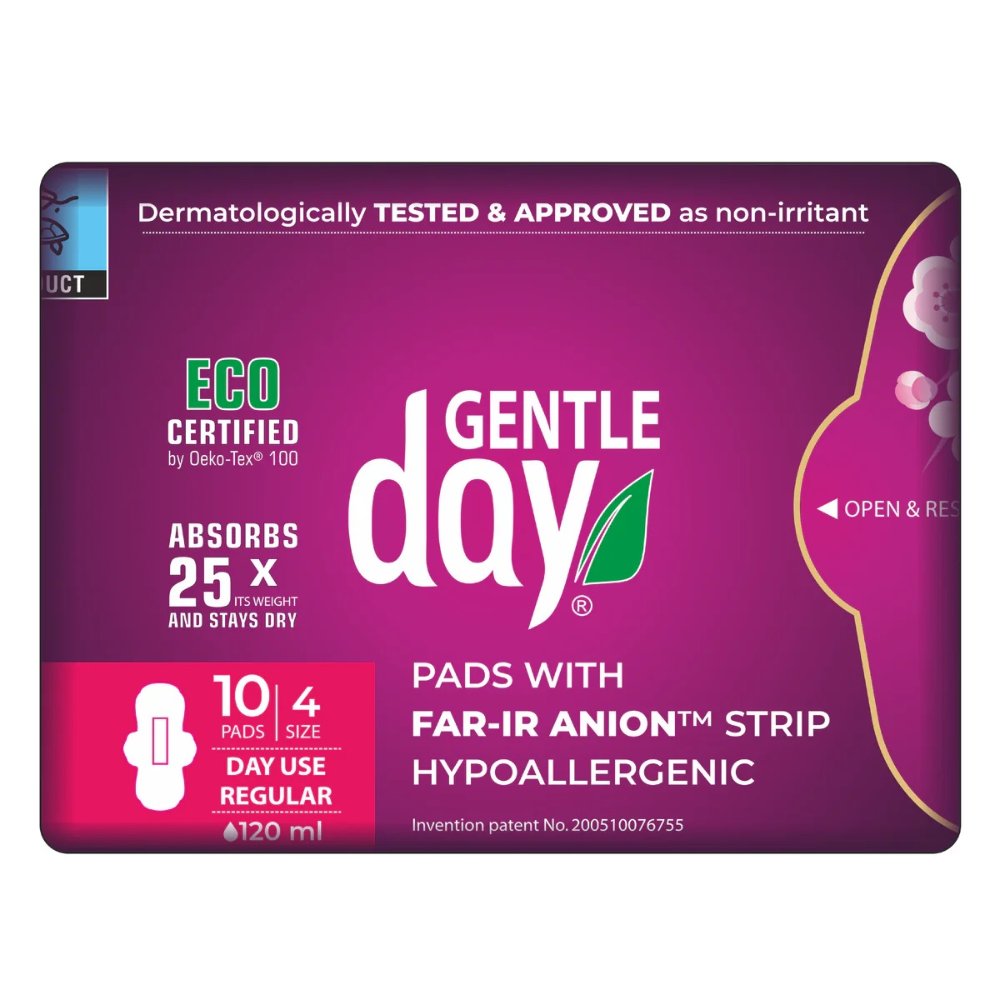 Gentle Day - 100% Organic Daytime Sanitary Pads - Size 4 - Regular - 10 Pcs