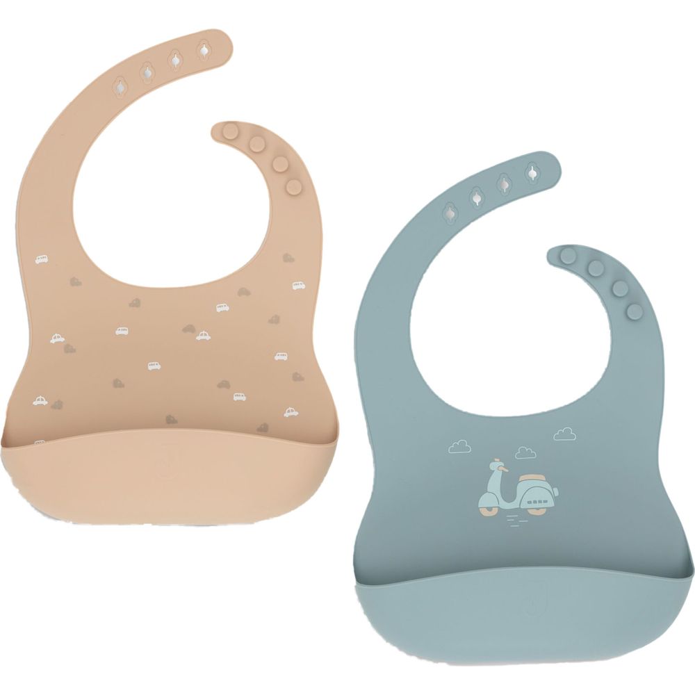 Jollein Baby On The Go Silicone Bibs - 2 Pc Set
