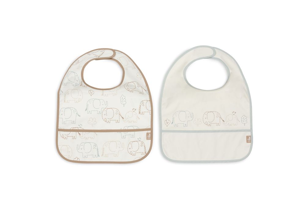 Jollein Elephant Tales Waterproof Bibs - Pack Of 2