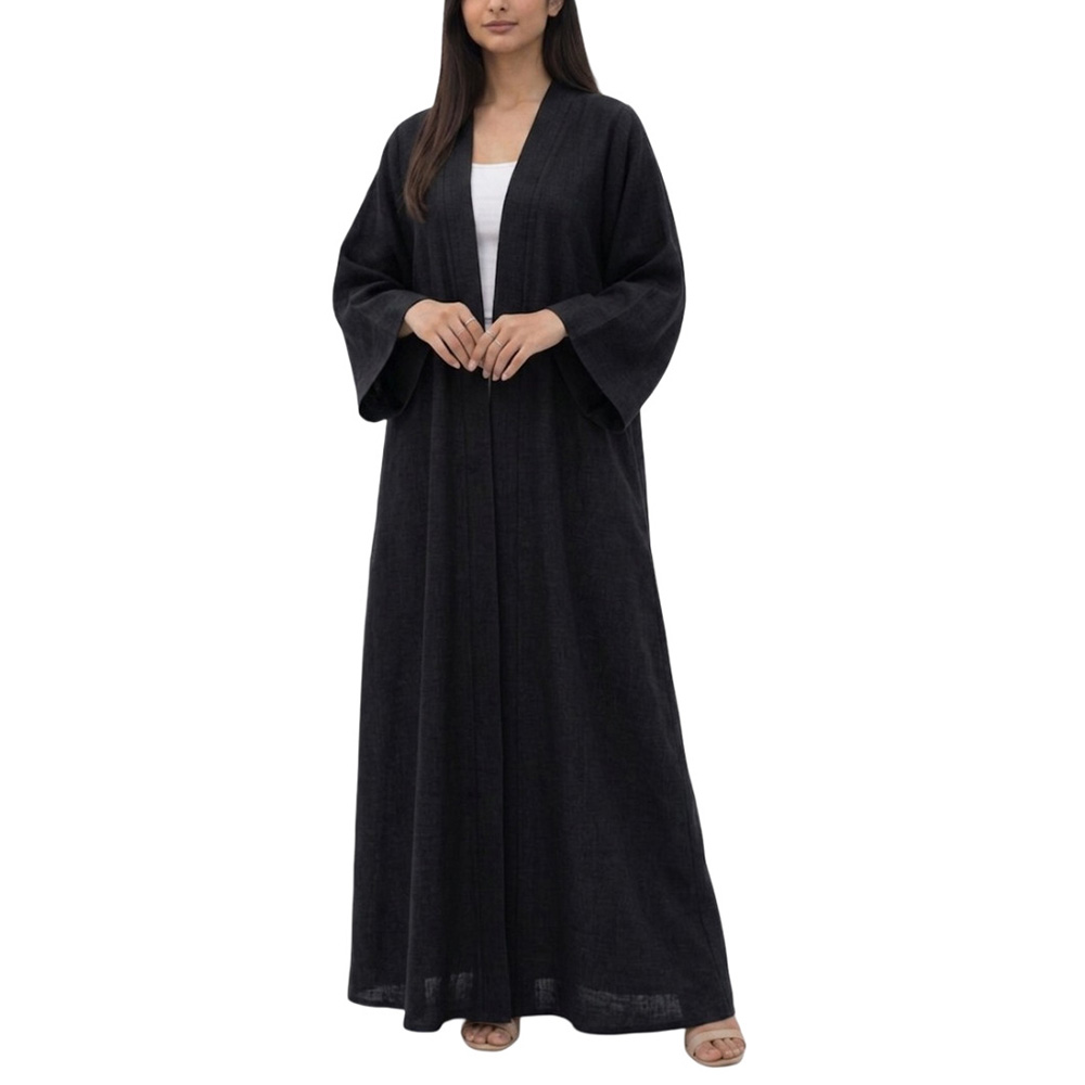 Veronica - Women's Linen Abaya - Black