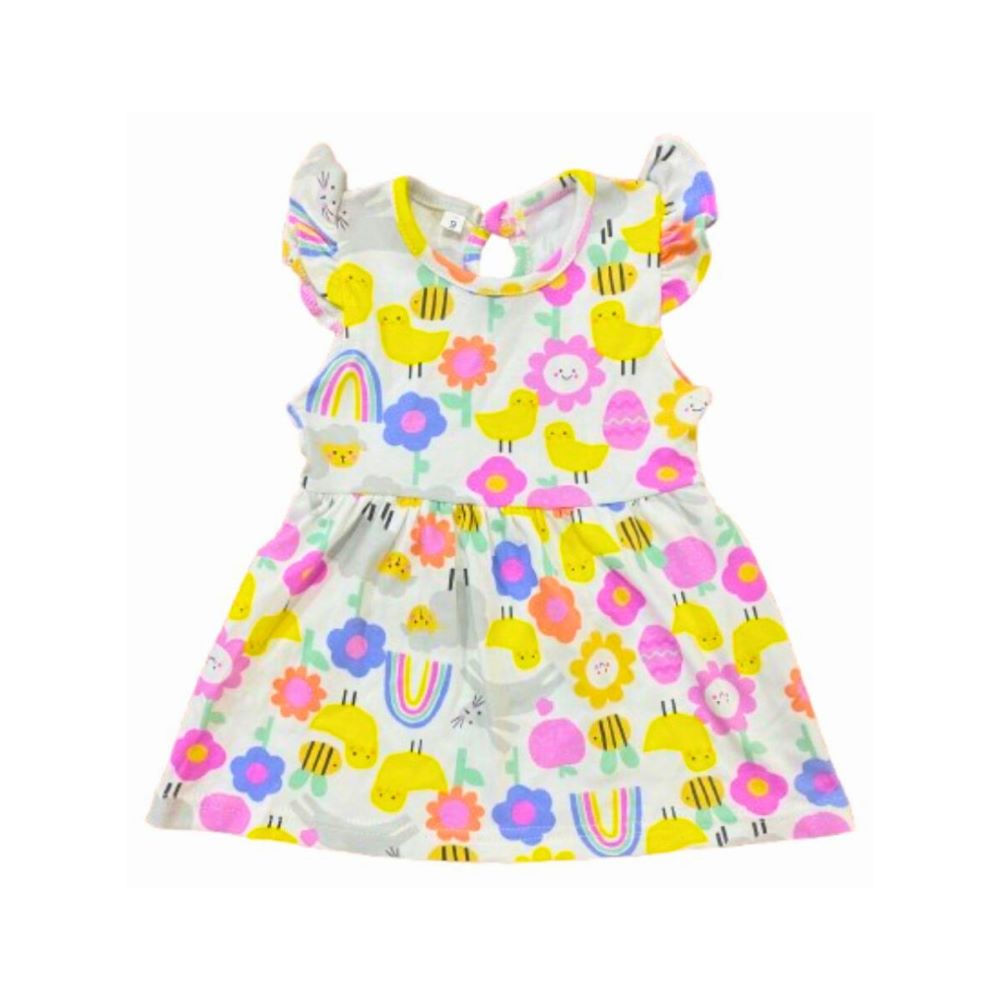 Veronica Printed Ruffle Sleeve Dress Chick & Floral - Yellow