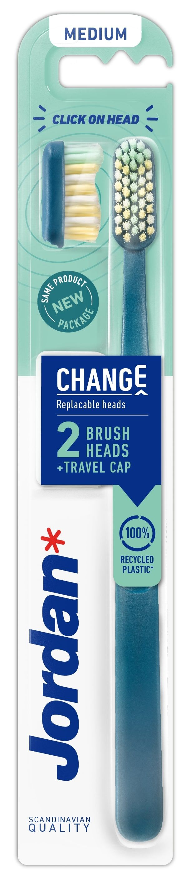 Jordan - Change Toothbrush with 2 Heads - Medium - 1pc - Color May Vary