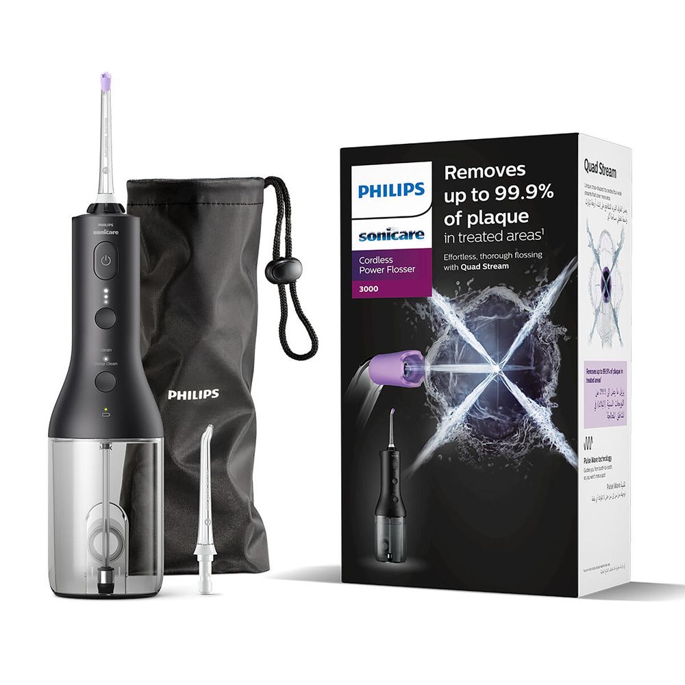 Philips Sonicare Cordless Power Flosser 3000 Oral Irrigator, Black, HX3826/33