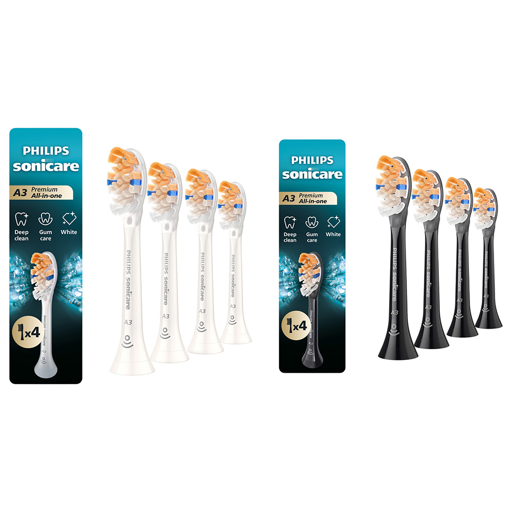 Philips Sonicare - A3 Premium All-in-One Replacement Toothbrush Heads - Soft - Pack of 4