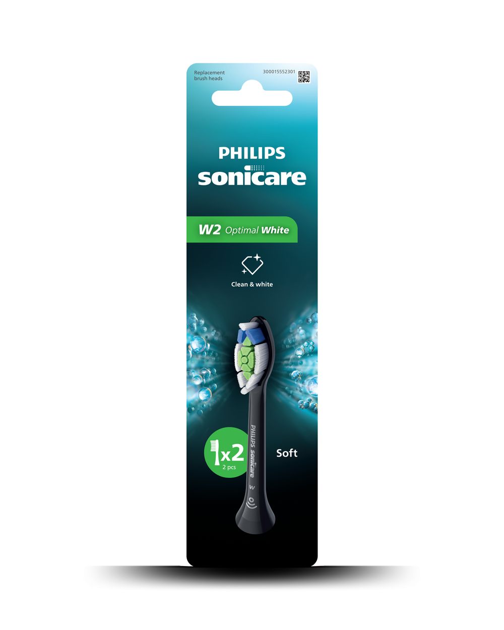 Philips Sonicare - W2 Optimal White Replacement Brush Heads - Black - 2 Pcs