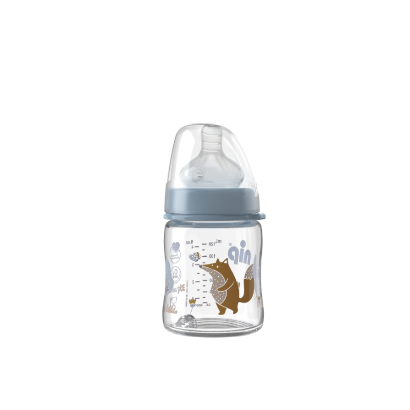 Nip - Wide-Neck Glass Bottle - Small-flow - 120ml - Blue Fox