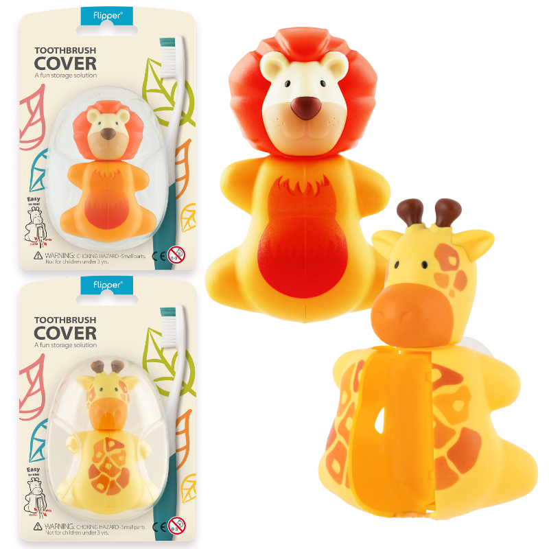 Flipper - Toothbrush Cover - Bundle Fun Animal Series - Giraffe & Lion