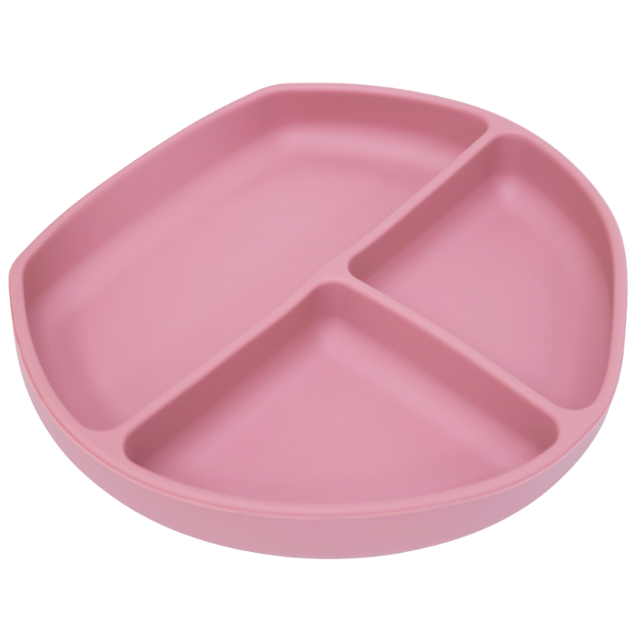 Little Angel Kids Silicone 3 Compartment Plate For Toddler Pink