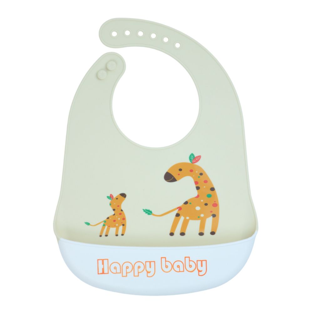 Little Angel Happy Baby Giraffe Silicone Baby Bib For Infant - Beige/White