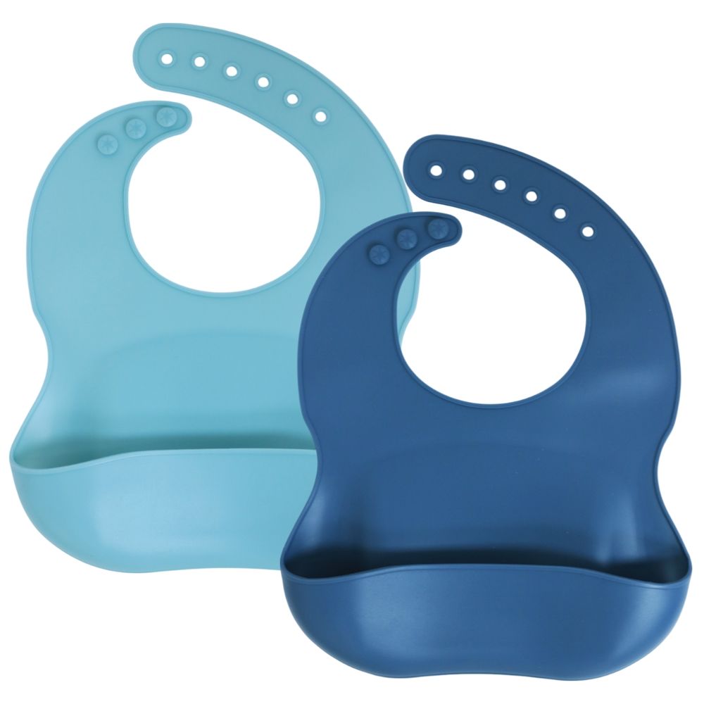 Little Angel Silicone Baby Bib For Infant - Light Blue/Dark Blue