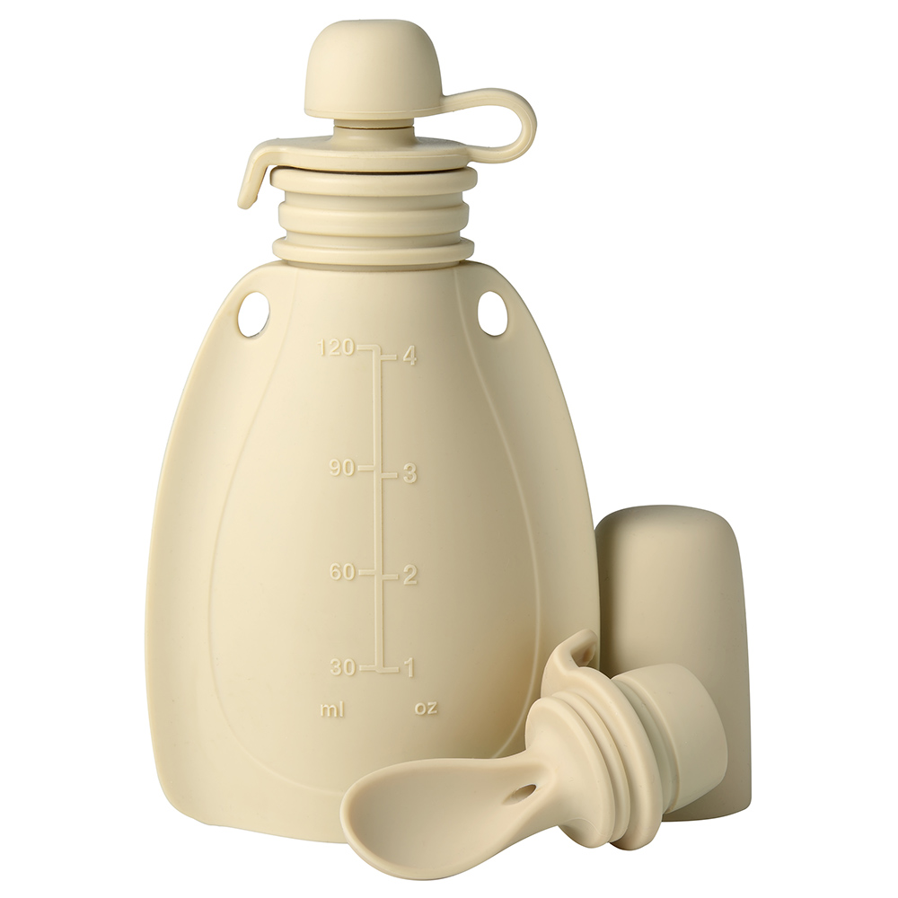 Mininor Baby Smoothie Pouch With Spoon, Reusable, BPA Free - Soft Rabbit - 120ml