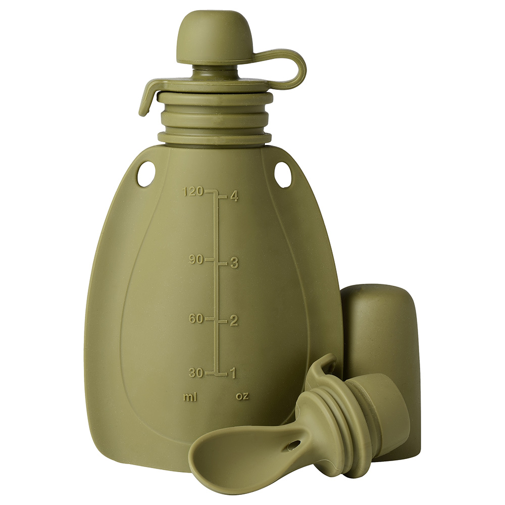 Mininor Baby Smoothie Pouch With Spoon, Reusable, BPA Free - Moss Green - 120ml