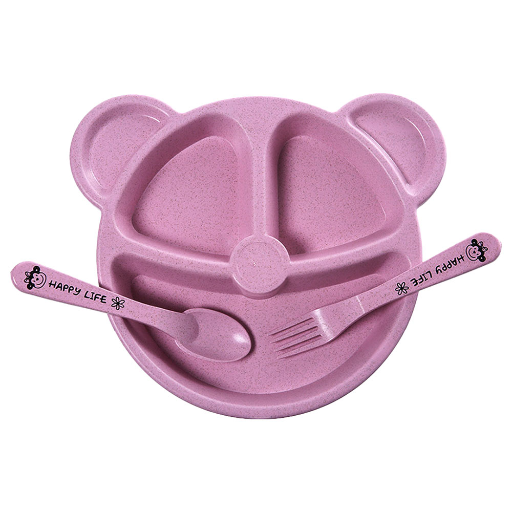 Star Babies Organic Baby Wheat Bear Plate - Pink