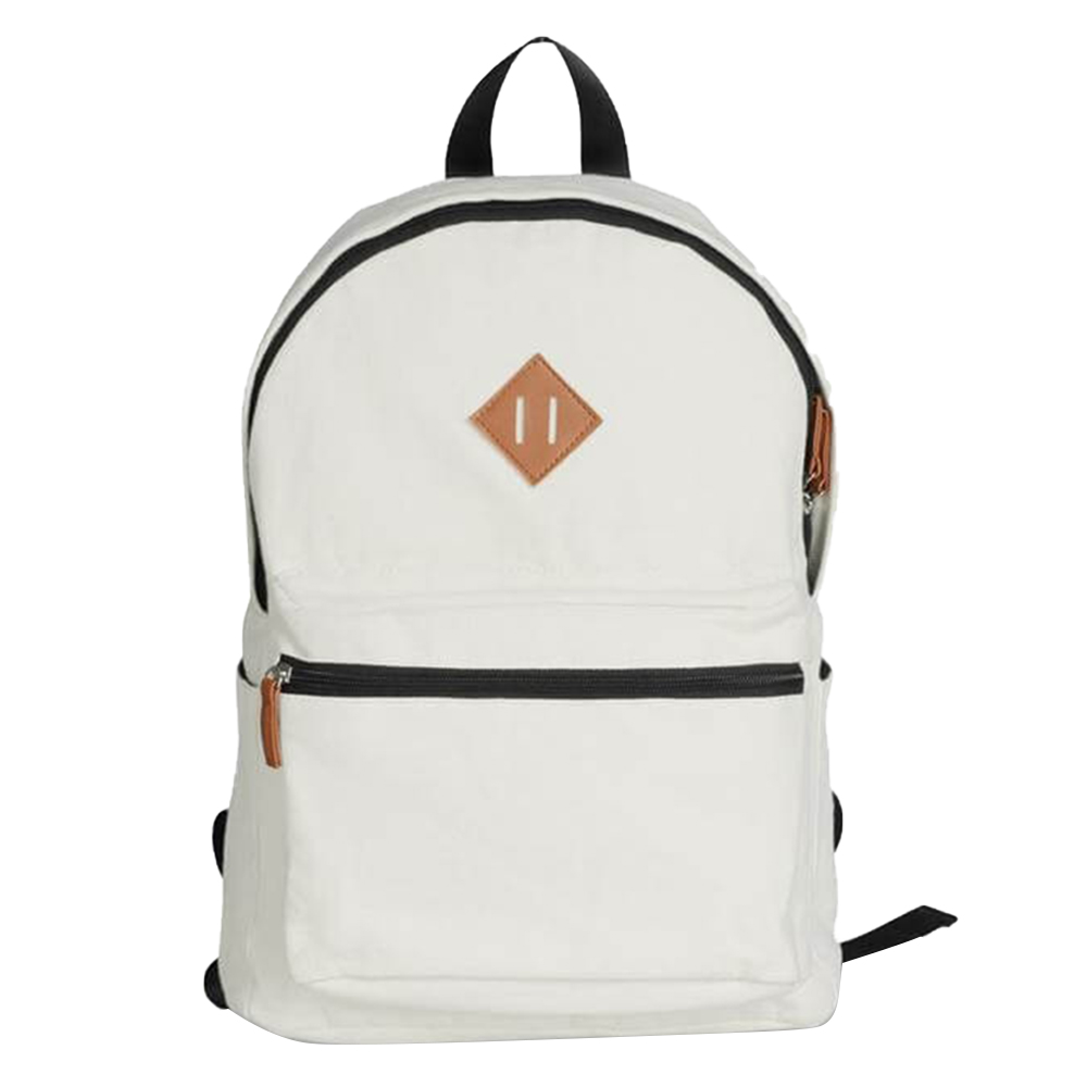 Giftology - Lemgo Canvas Backpack - Beige/Tan - 15-Inch/38.5cm