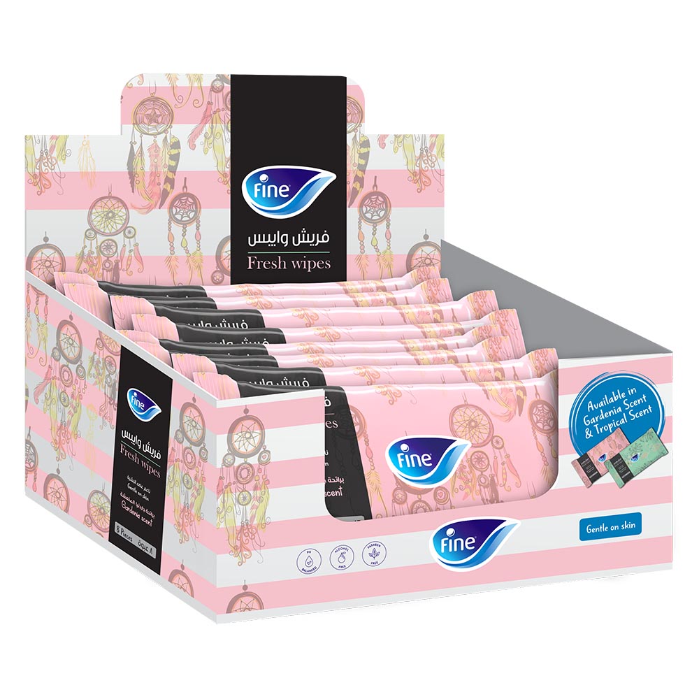 Fine - Fresh Wipes - Gardenia Scent - Pack of 8 - 160pcs