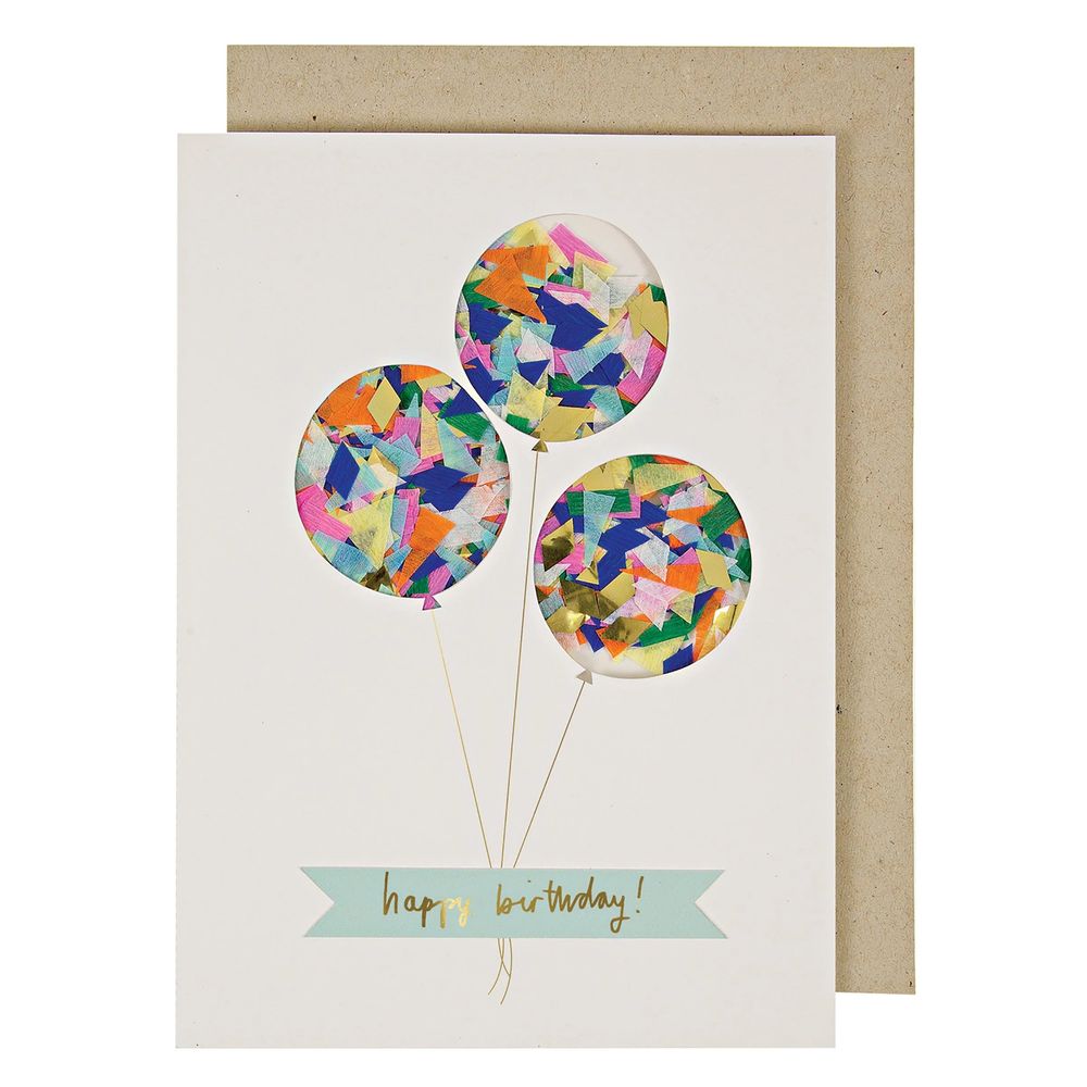 Meri Meri - Balloon Confetti Shaker Birthday Card With Envelope - Multicolor