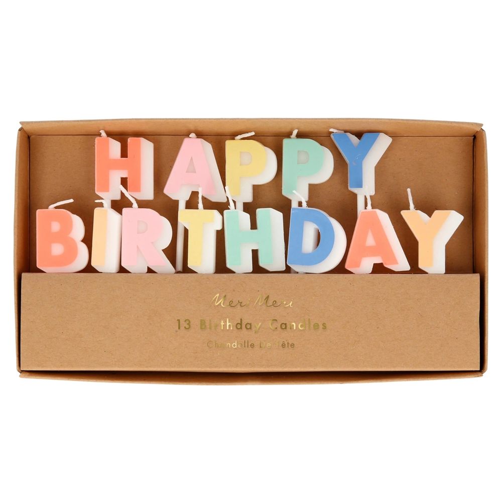 Meri Meri - Happy Birthday Candle Set - Multicolor - 13 Pcs