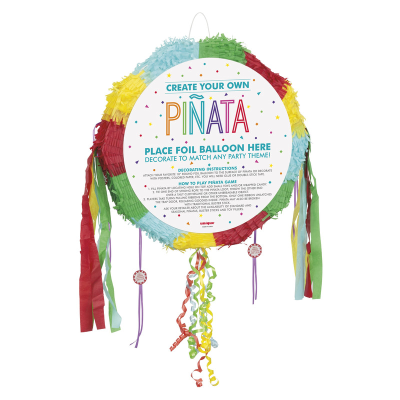 Unique - Create Your Own Pop Out Pull Pinata - Multicolor