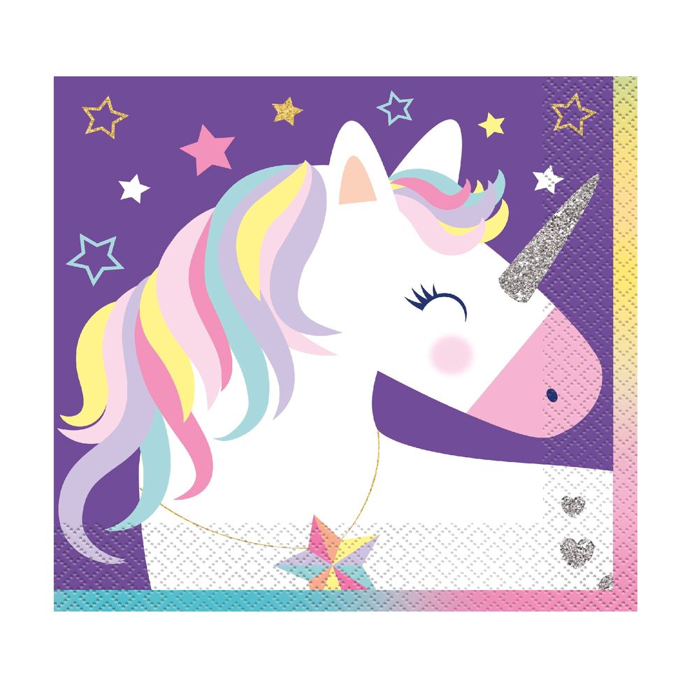 Unique - 16 Stars Unicorn Luncheon Napkins