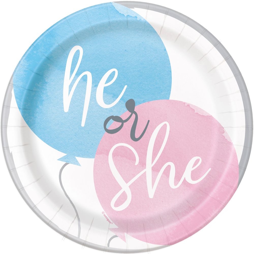 Unique - Gender Reveal Party 7" Plates