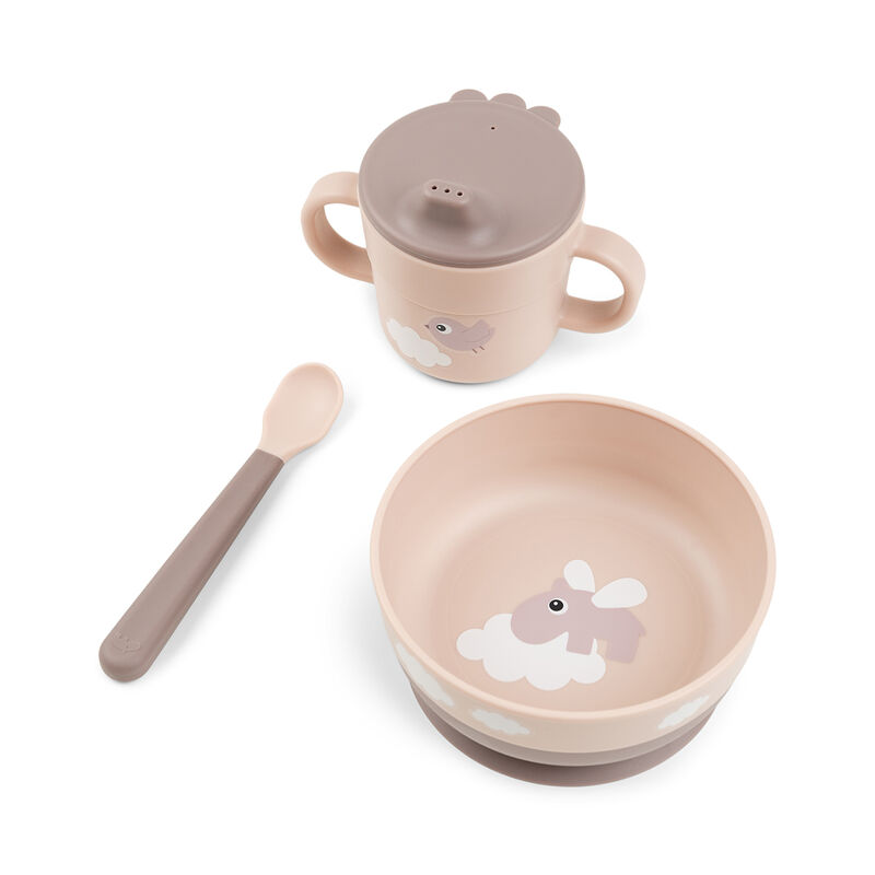 Done By Deer - Foodie First Meal Set - 3 Pcs - Happy Clouds - Powder