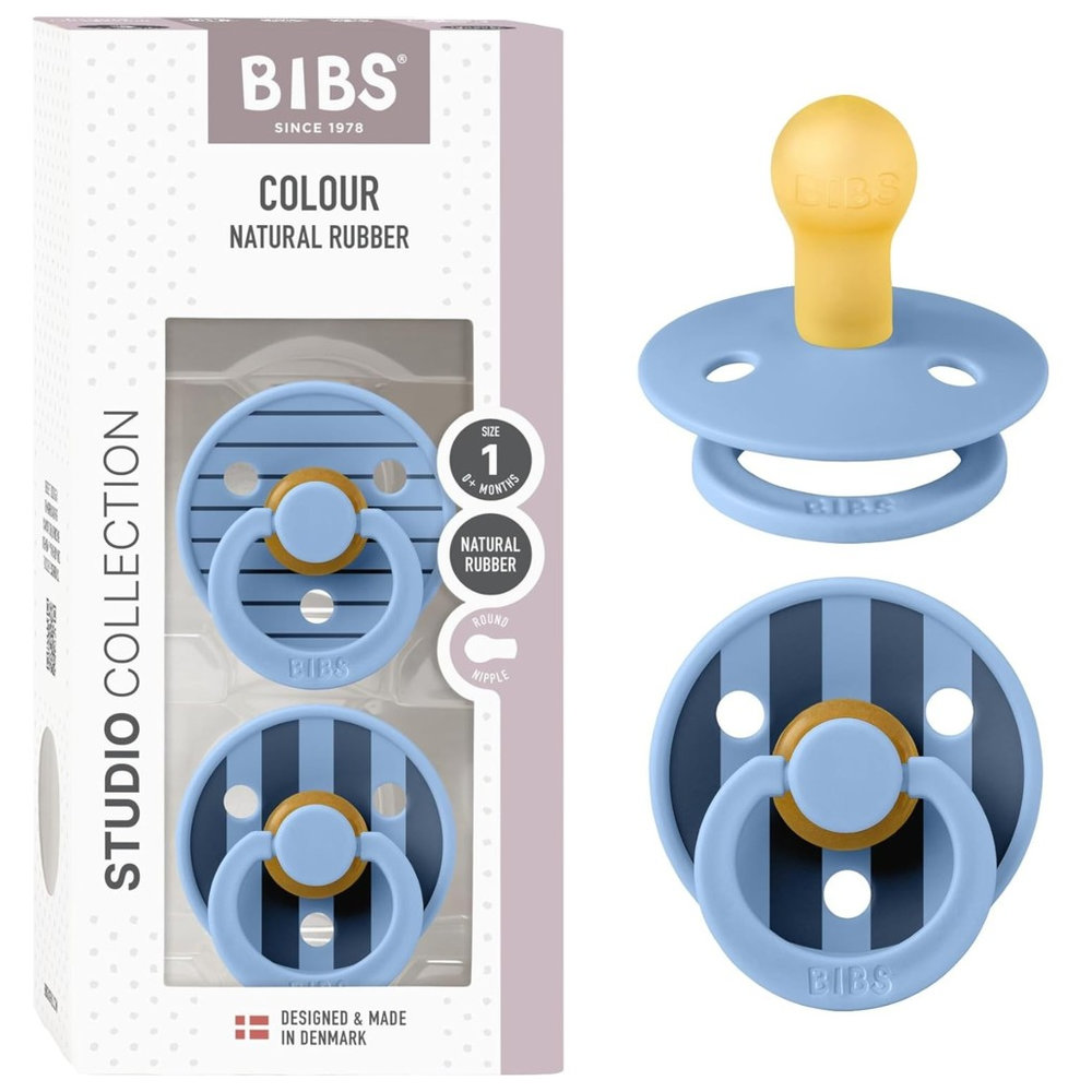 Bibs - Studio Colour Pacifier - Sky Blue Mix - Size 1 - 2pcs