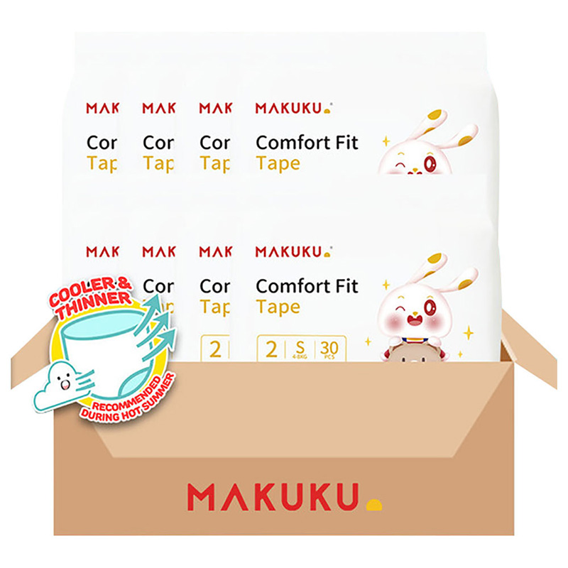 Makuku - Baby Comfort Fit Tape Diapers S2 - S - 4-8Kg - 240pcs