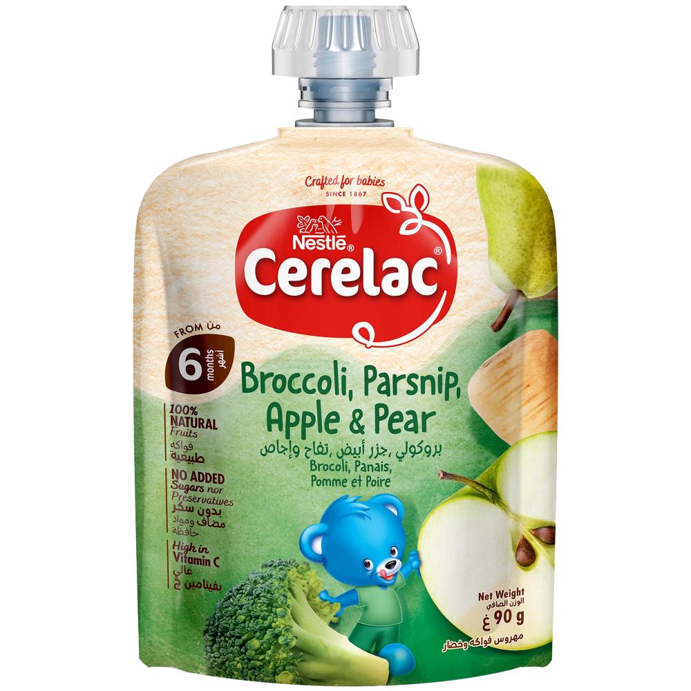 Nestle Cerelac Fruits and Vegetables Puree Pouch, Apple, Carrot, Mango, from 6 Months, 90g