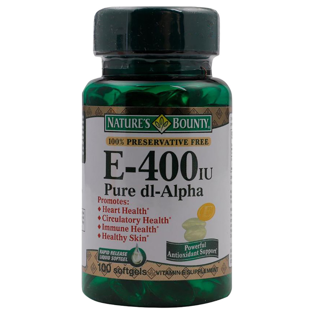 Natures Bounty - Vitamin E 400 IU Softgels - 100 Pcs