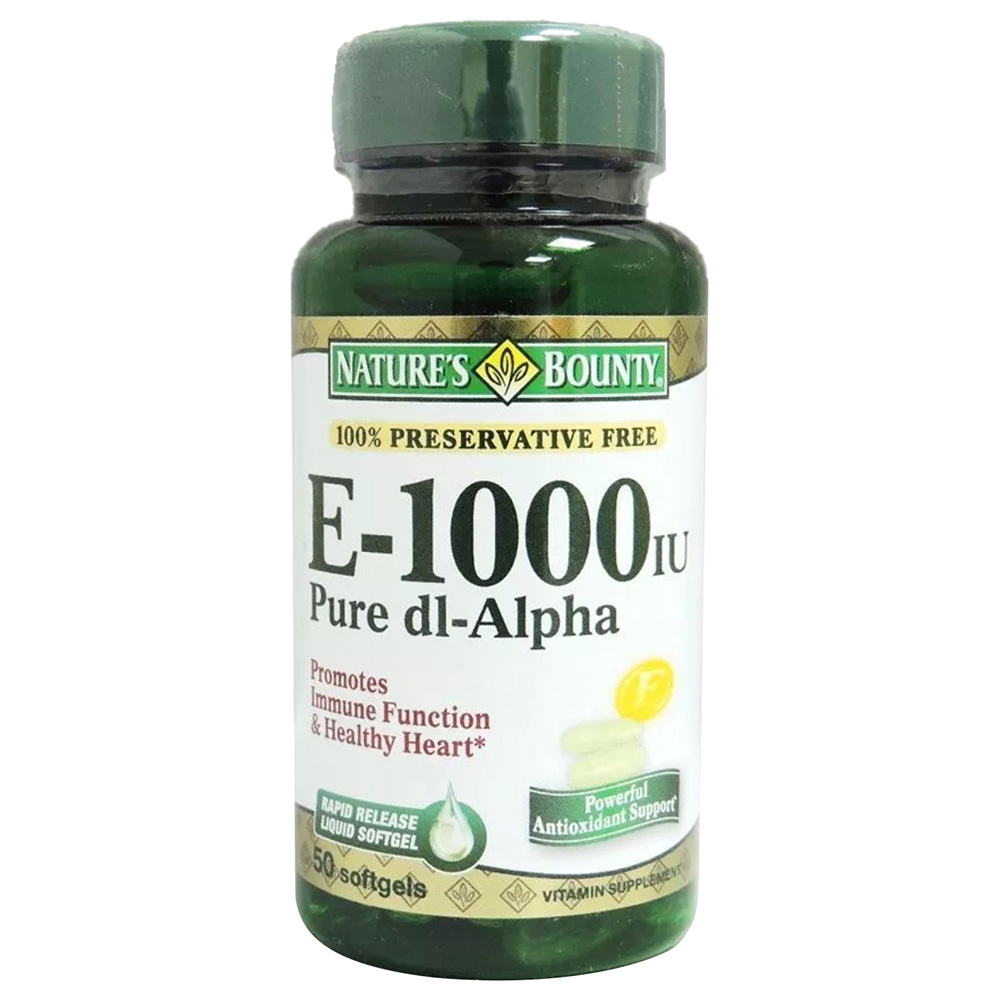 Natures Bounty - Vitamin E 1000 IU Softgels - 50 Pcs