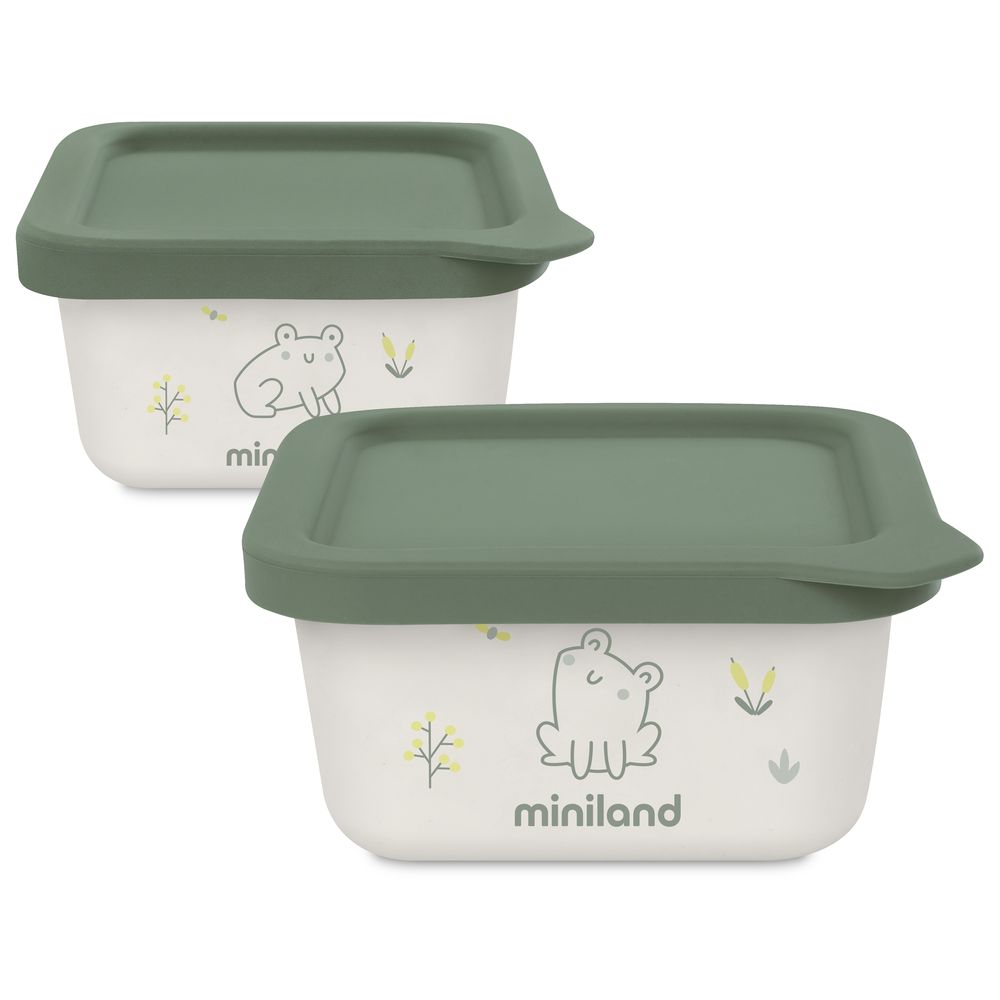 Miniland - Naturset Frog Food Container - 400 ml - 2 Pc Set