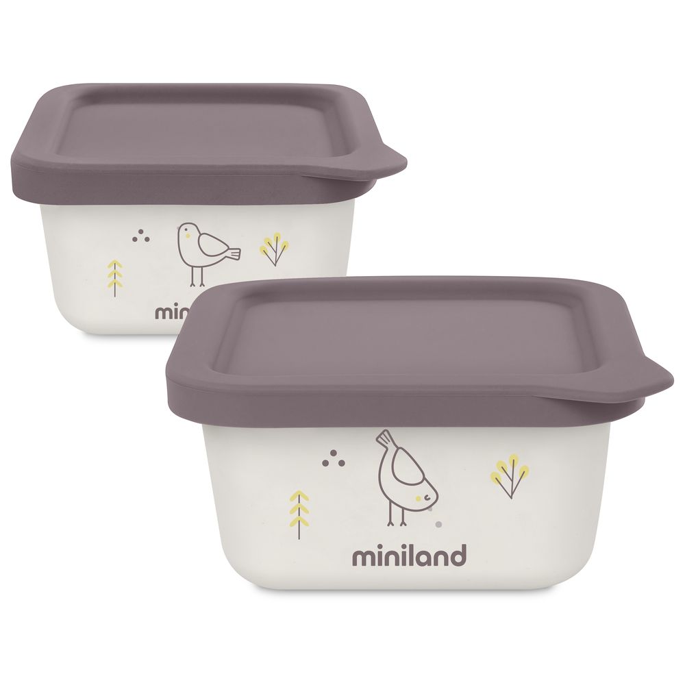 Miniland - Naturset Chick Airtight Container - 400 ml - 2 Pc Set