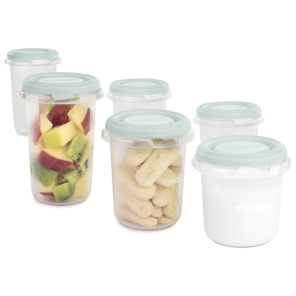 Miniland - Hermisized Food Container - Mint - 6 Pc Set