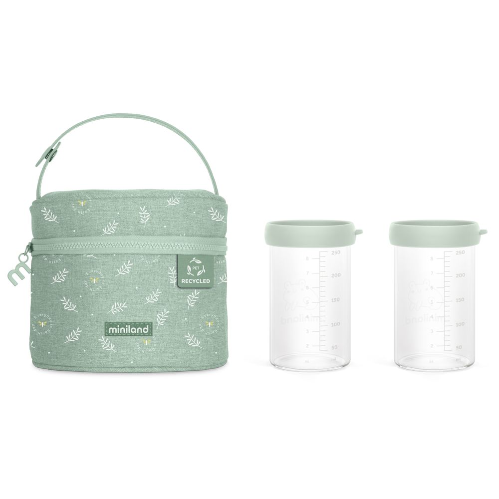 Miniland - Ecosized Frog Airtight Glass Container With Carry Bag - 250 ml - 3 Pc Set