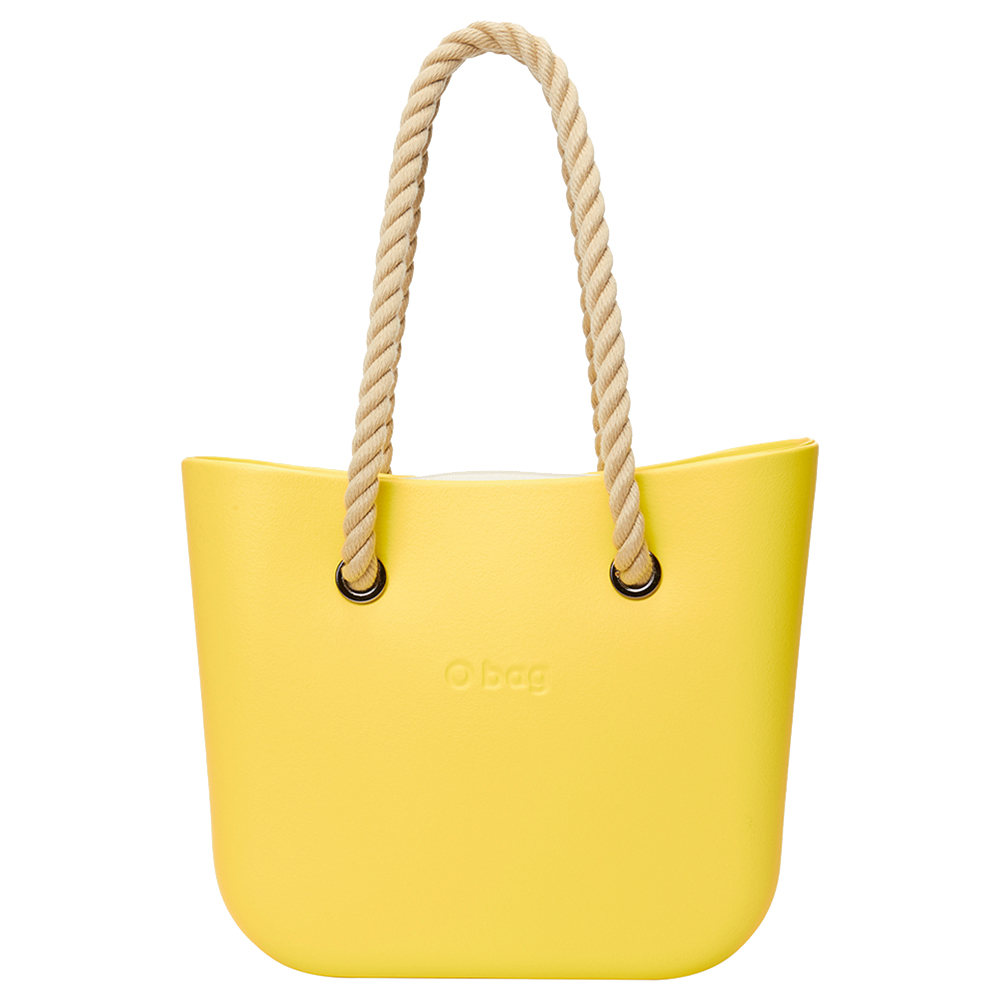 O Bag - Mini XL Bag With Fabric Canvas Sand Inner & Long Rope Handles Natural - Fresia