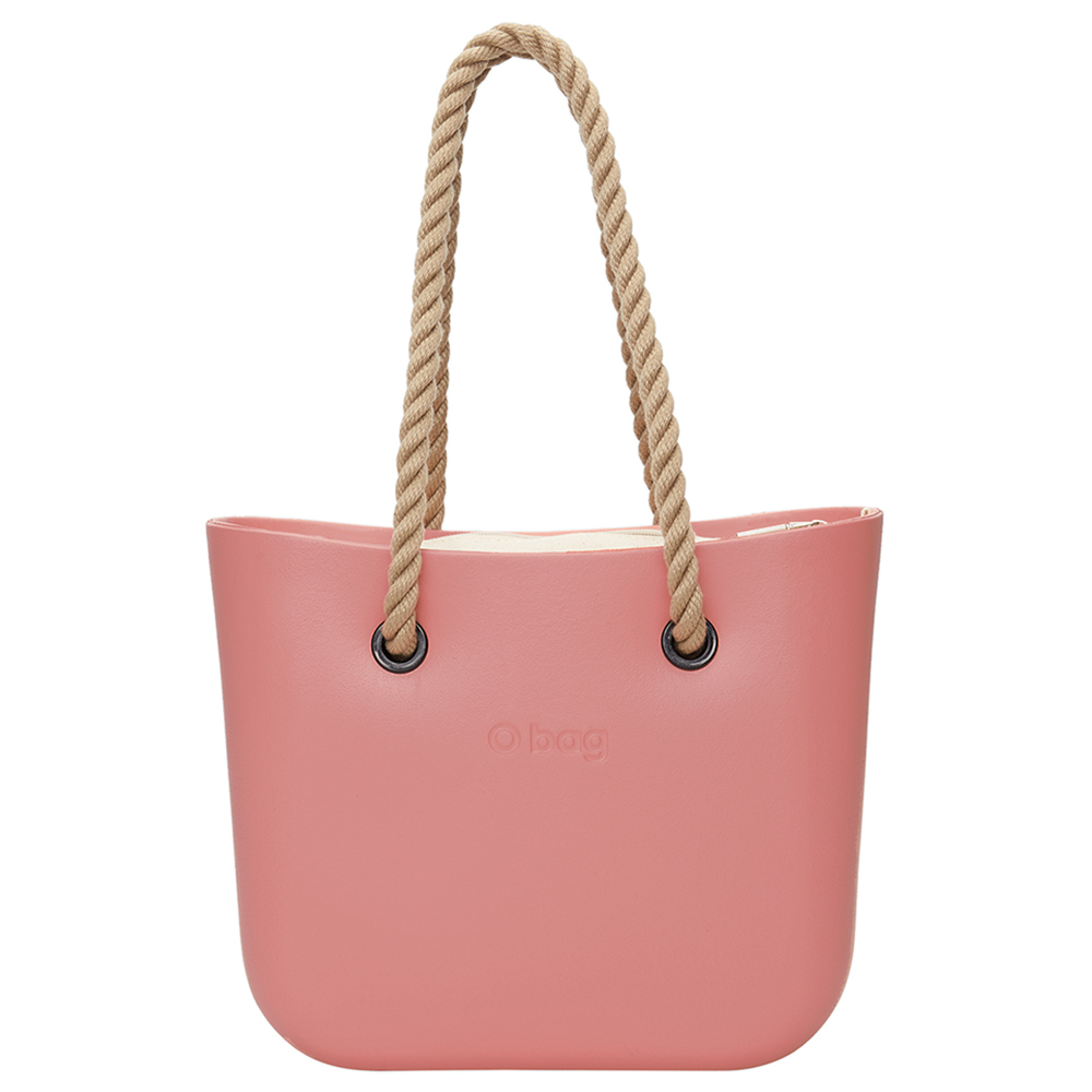 O Bag - Mini XL Bag With Fabric Canvas Sand Inner & Long Rope Handles Natural - Erika