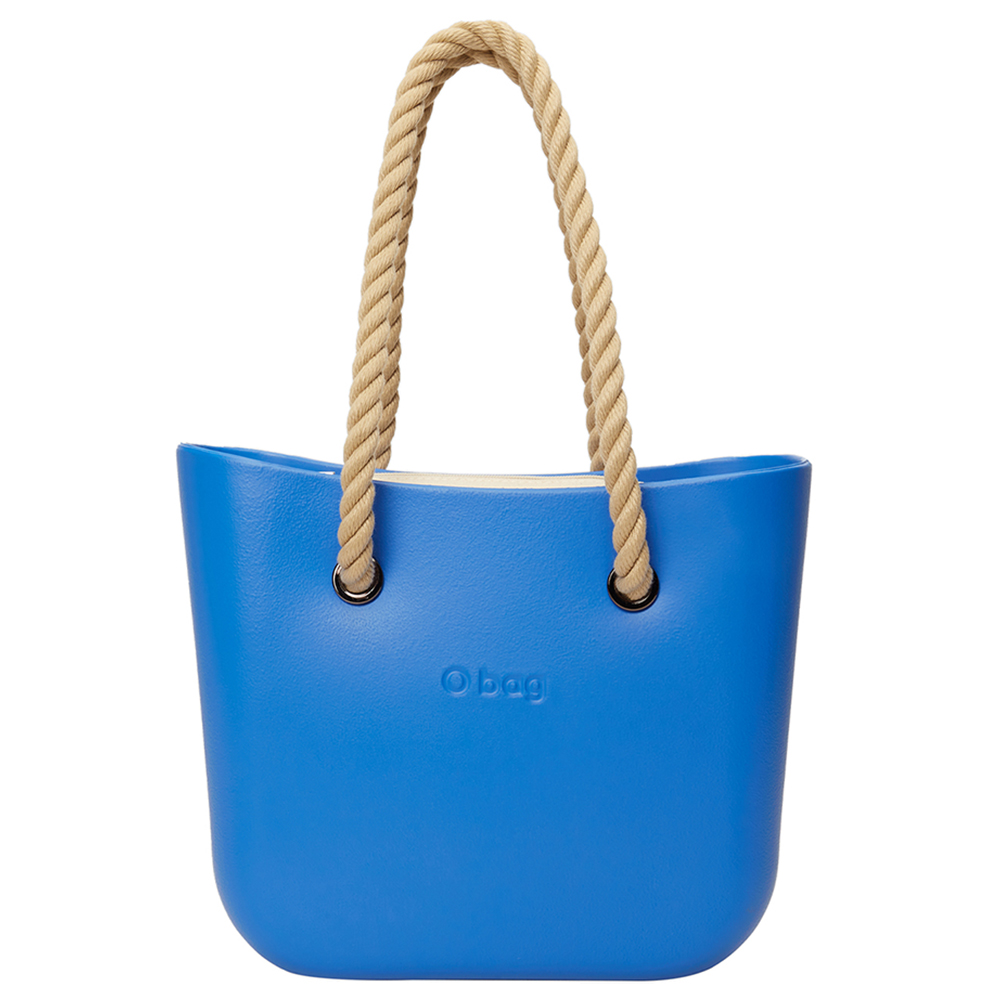 O Bag - Mini XL Bag With Fabric Canvas Sand Inner & Long Rope Handles Natural - Marina