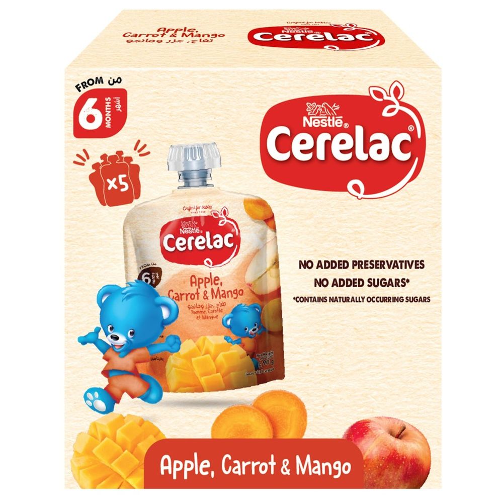 Nestle Cerelac - Apple Carrot Mango Puree Pouch - 90 g - Pack of 4