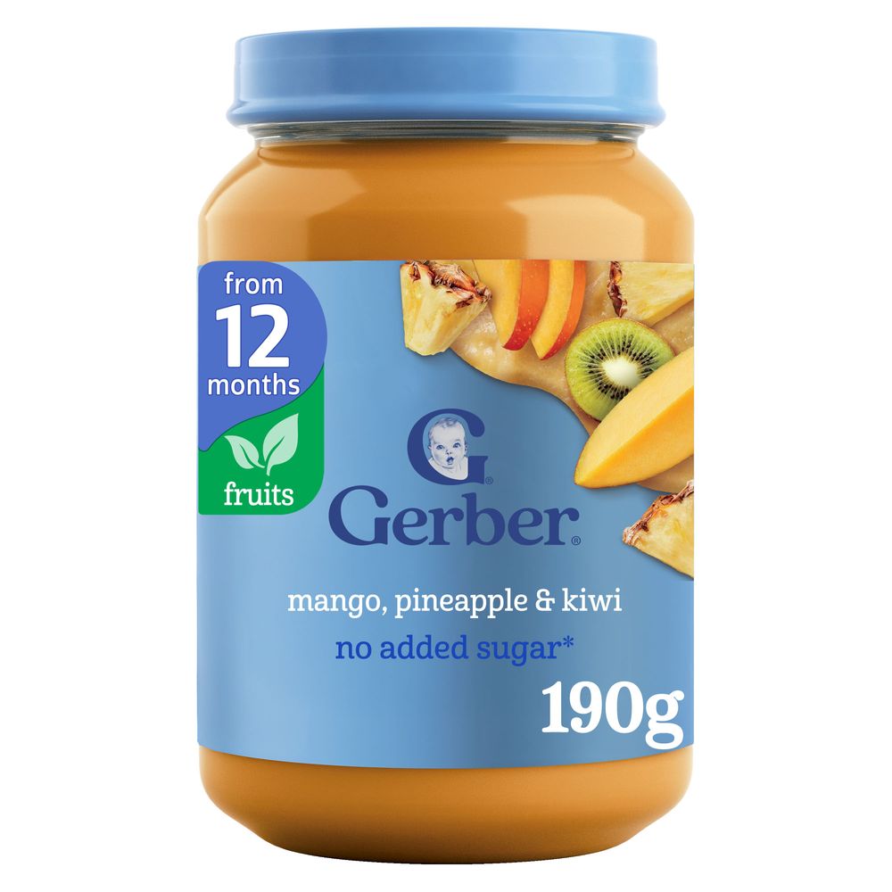 Gerber - Tropical Fruits Baby Food Jar - Mango, Pineapple & Kiwi Flavor - 190 gm