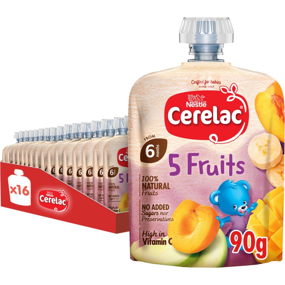 Nestle Cerelac - 6 Fruits Puree Pouch - 16pcs - 90 g
