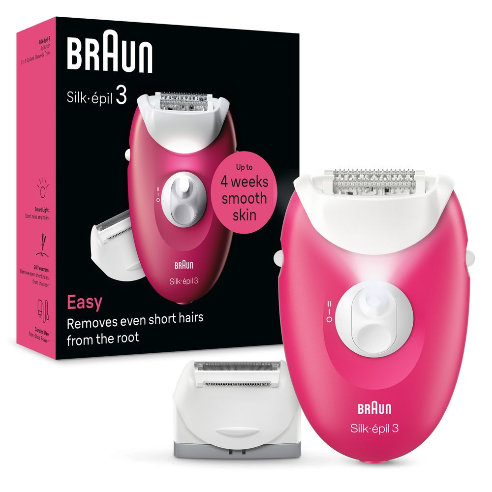 Braun - Silk-Epil 3 Easy Hair Removal Epilator - Raspberry
