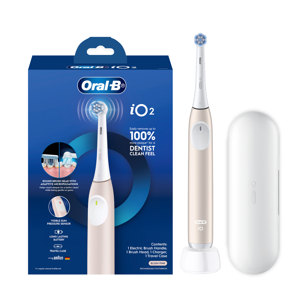 Oral-B Oral B iO2 Rechargeable Electric Toothbrush with 3 Smart Modes & Travel Case, iOS2.1C9.1K Pk