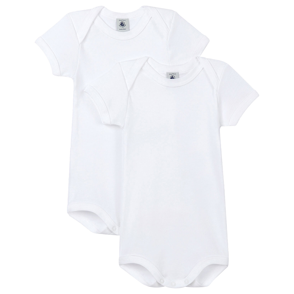بيتي باتو - طقم قطعتين - تبان بأكمام قصيرة للرضع - أبيض