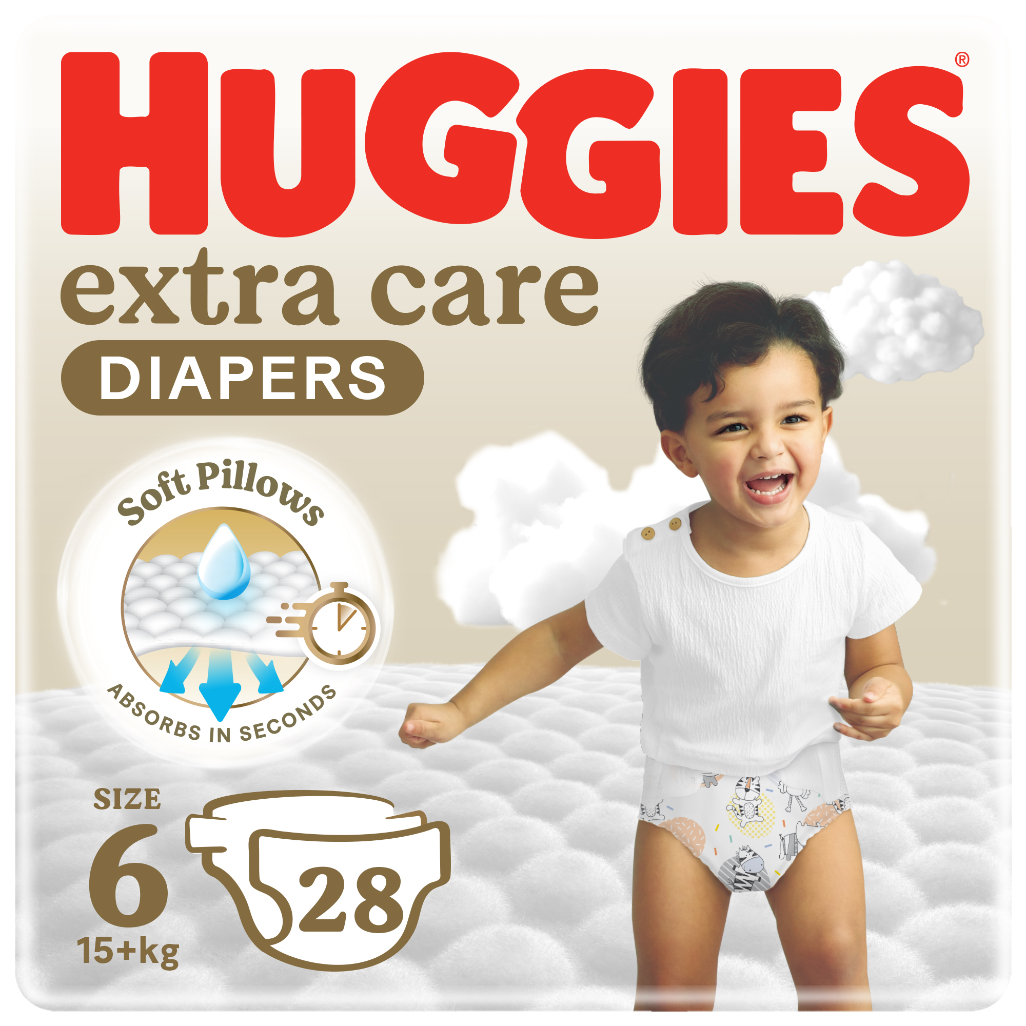 Huggies - Extra Care, Size 6, 15+ kg, Value Pack, 28 Diapers