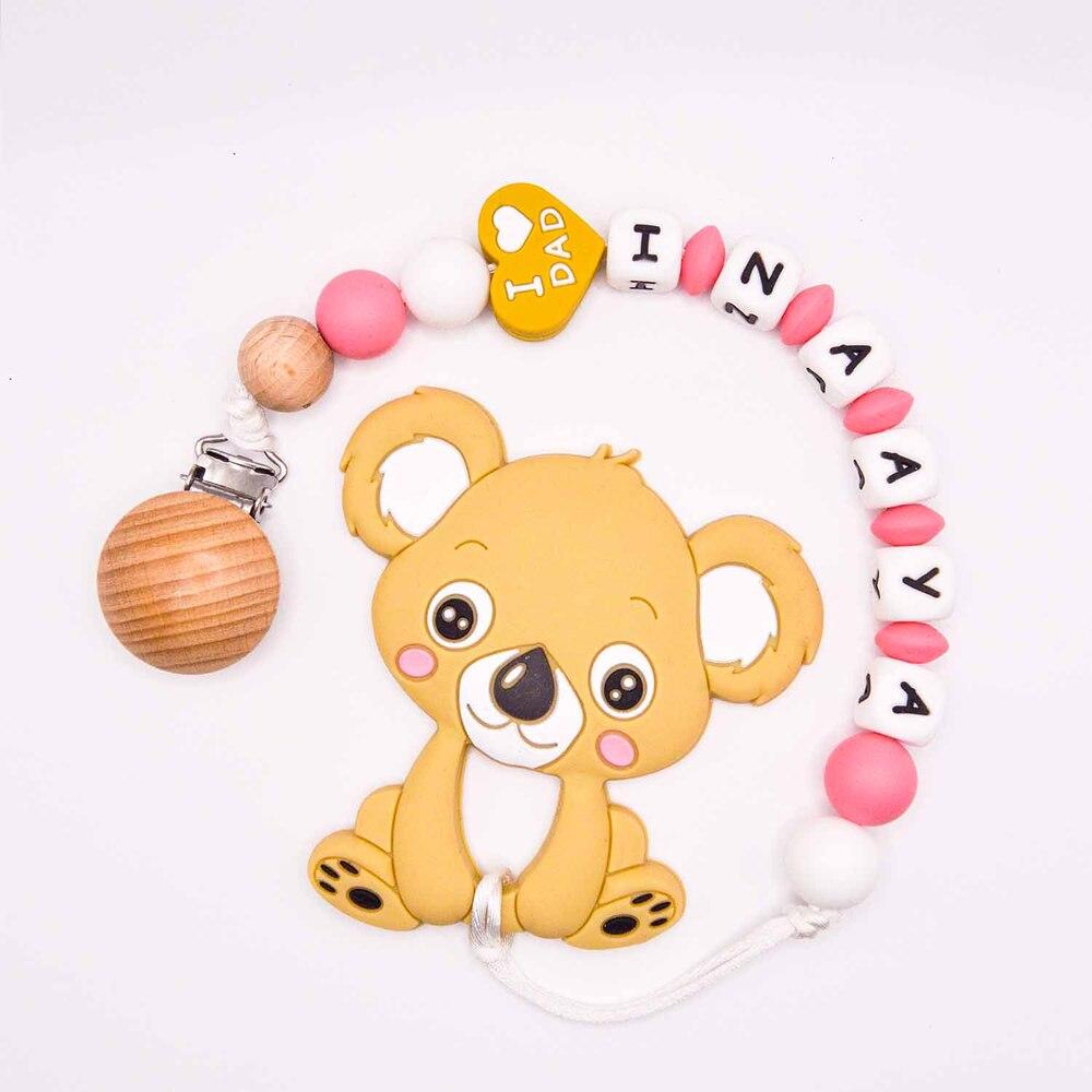 Babies Basic - Customized Bear Pacifier Clip - Brown