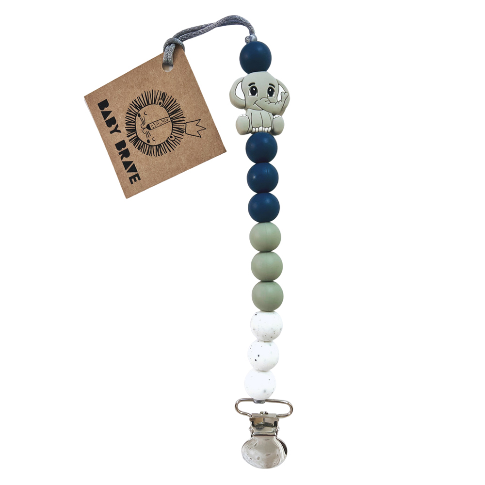 بيبي بريف - عضاضة سيليكون ومشبك لهاية - أزرق