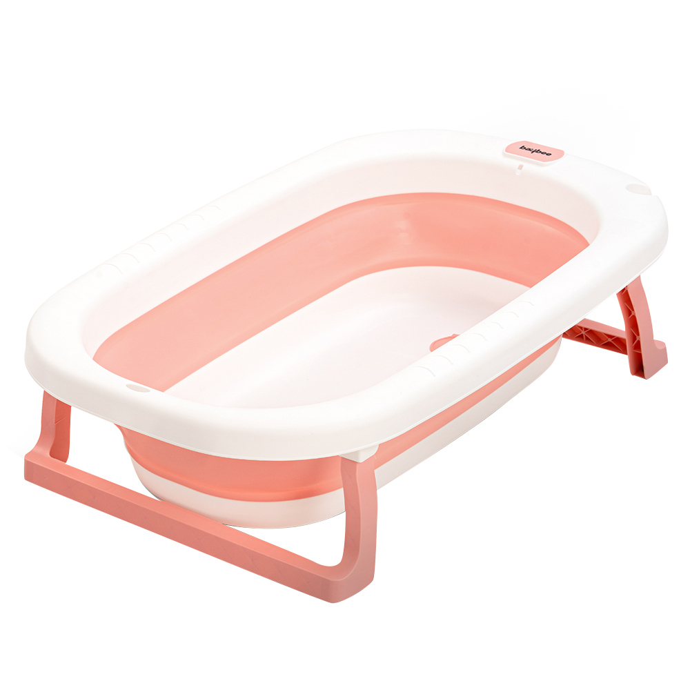 Baybee - Foldable Baby Bath Tub With Cushion Seat - Pink