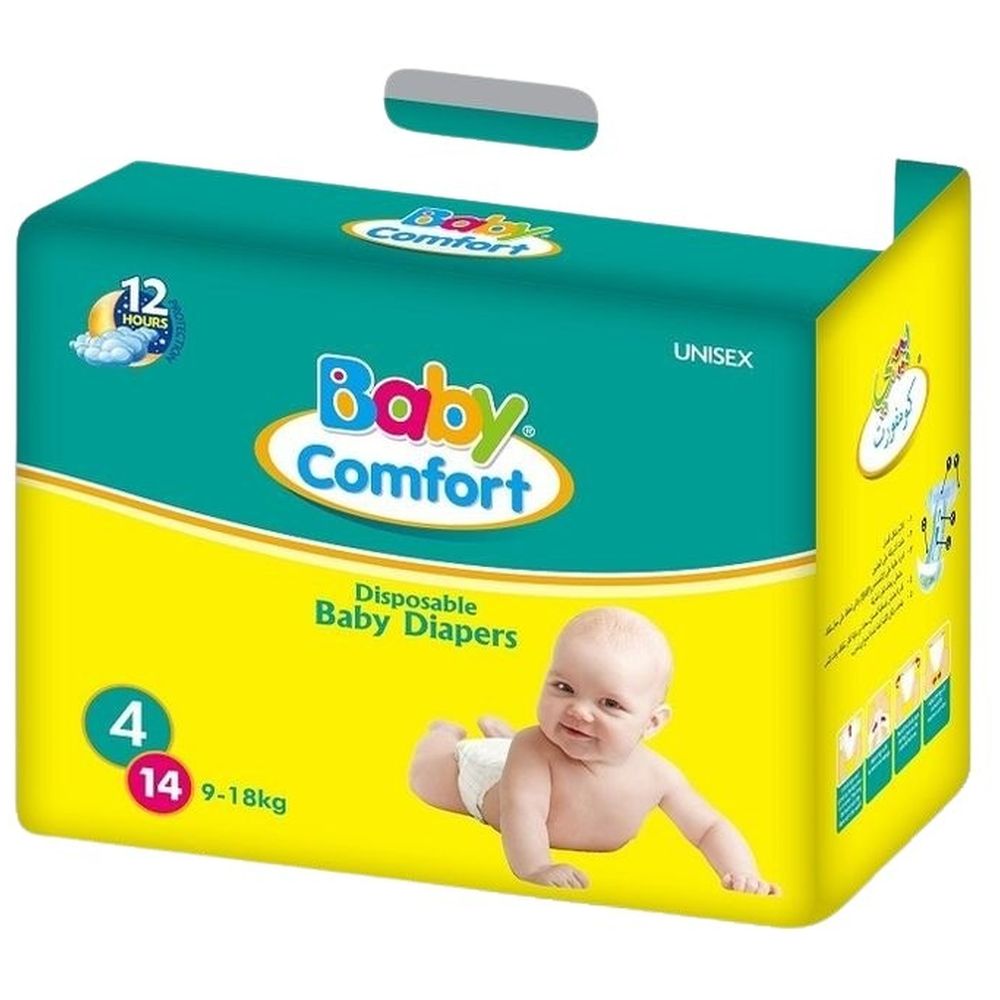 Baby Comfort - Baby Diapers - Size 4 Large - 9-18 kg - Pack of 8 - 112 Pcs